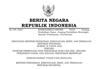 Permendikbud Ristek Nomor 18 Tahun 2023 Tentang Standar Pembiayaan Pdf