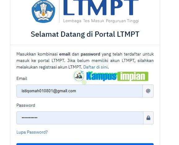 Panduan Mengisi Data Akun LTMPT Lengkap