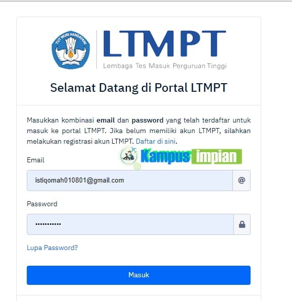 Panduan Mengisi Data Akun LTMPT Lengkap